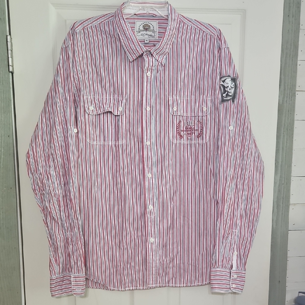 EdHRed and White Striped Men's Shirt